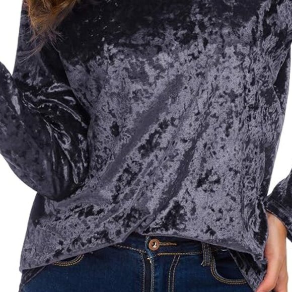 Women's Vintage Purple Velvet Long Sleeve Top - Picture 3 of 3